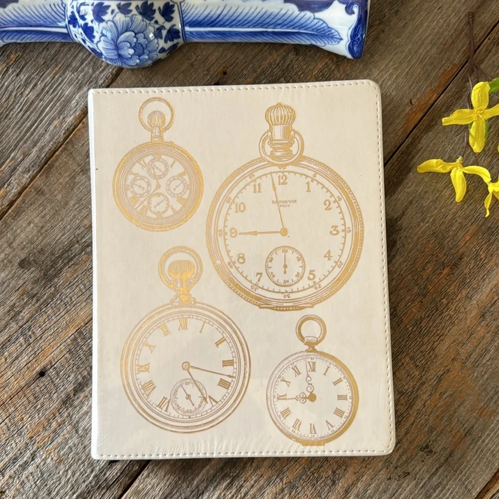 Eccolo Lined Journal Elegant Gold Pocket Watch Design 10 x 8 inches